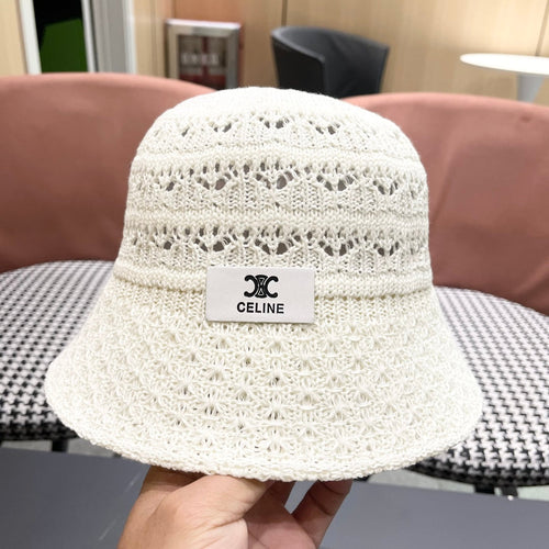 CELINE BUCKET HAT MODEL 651868 IN WHITE CROCHET