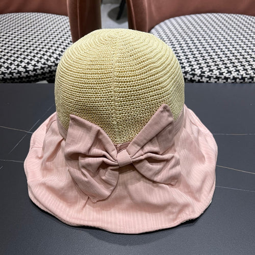 CELINE WIDE BRIM HAT MODEL 651947 IN PINK MESH FABRIC