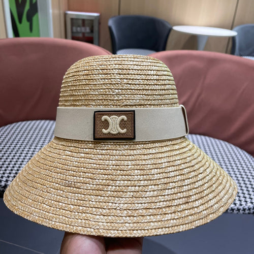 CELINE BUKET HAT MODEL 653603 IN NATURAL RAFFIA STRAW