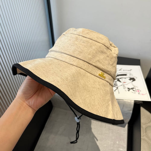 CELINE BUCKET HAT MODEL 651982 IN BEIGE SLUB FABRIC