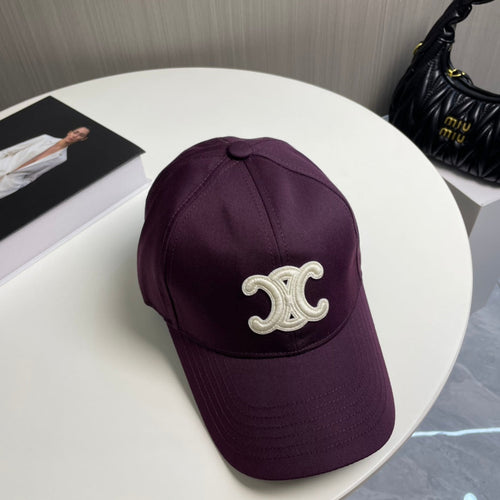 CELINE BASEBALL CAP MODEL 650713 IN WINE PURPLE COTTON