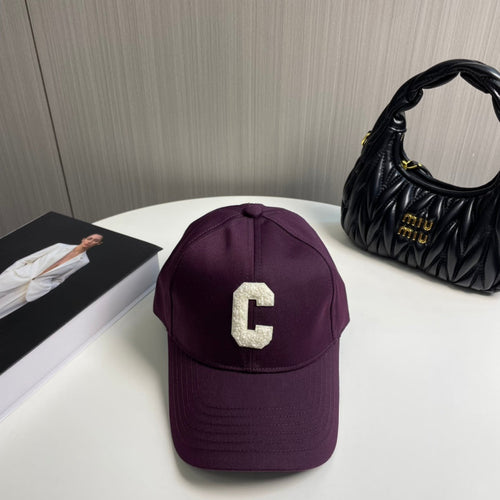 CELINE BASEBALL CAP MODEL 650716 IN WINE PURPLE COTTON