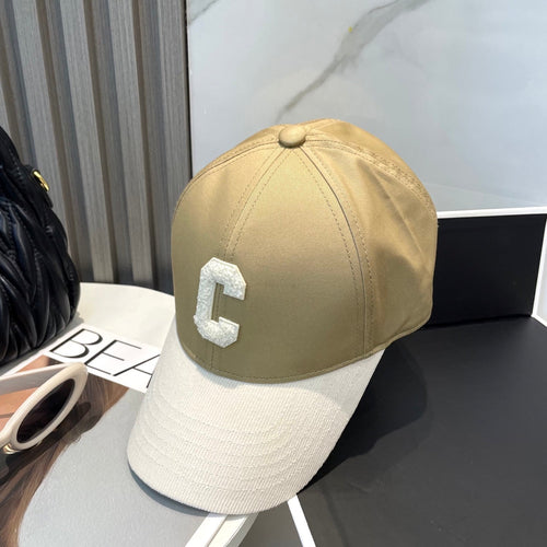 CELINE BASEBALL CAP MODEL 652406 IN OLIVE GREEN AND WHITE FABRIC