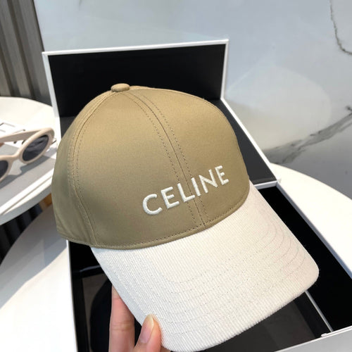 CELINE BASEBALL CAP MODEL 652408 IN OLIVE GREEN AND WHITE FABRIC