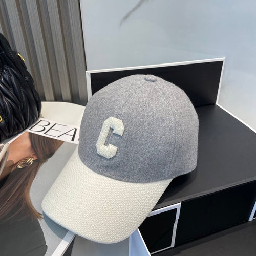 CELINE BASEBALL CAP MODEL 652409 IN WHITE AND GRAY FELTED FABRIC
