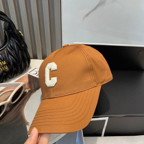 CELINE BASEBALL CAP MODEL650751 IN BURNT ORANGE COTTON