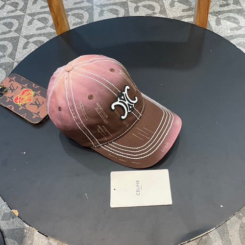 CELINE BASEBALL CAP MODEL 650511 IN BROWN TO PINK OMBRE COTTON