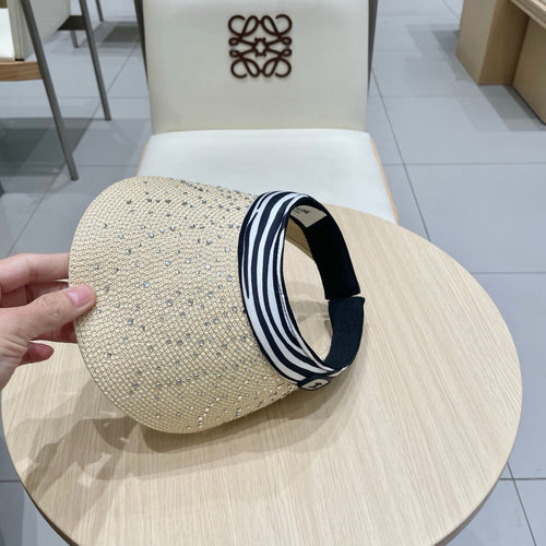 CELINE VISOR HAT MODEL 652216 IN BEIGE WOVEN STRAW