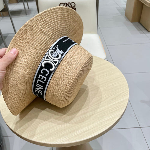 CELINE WIDE BRIM HAT MODEL 652234 IN NATURAL WOVEN STRAW