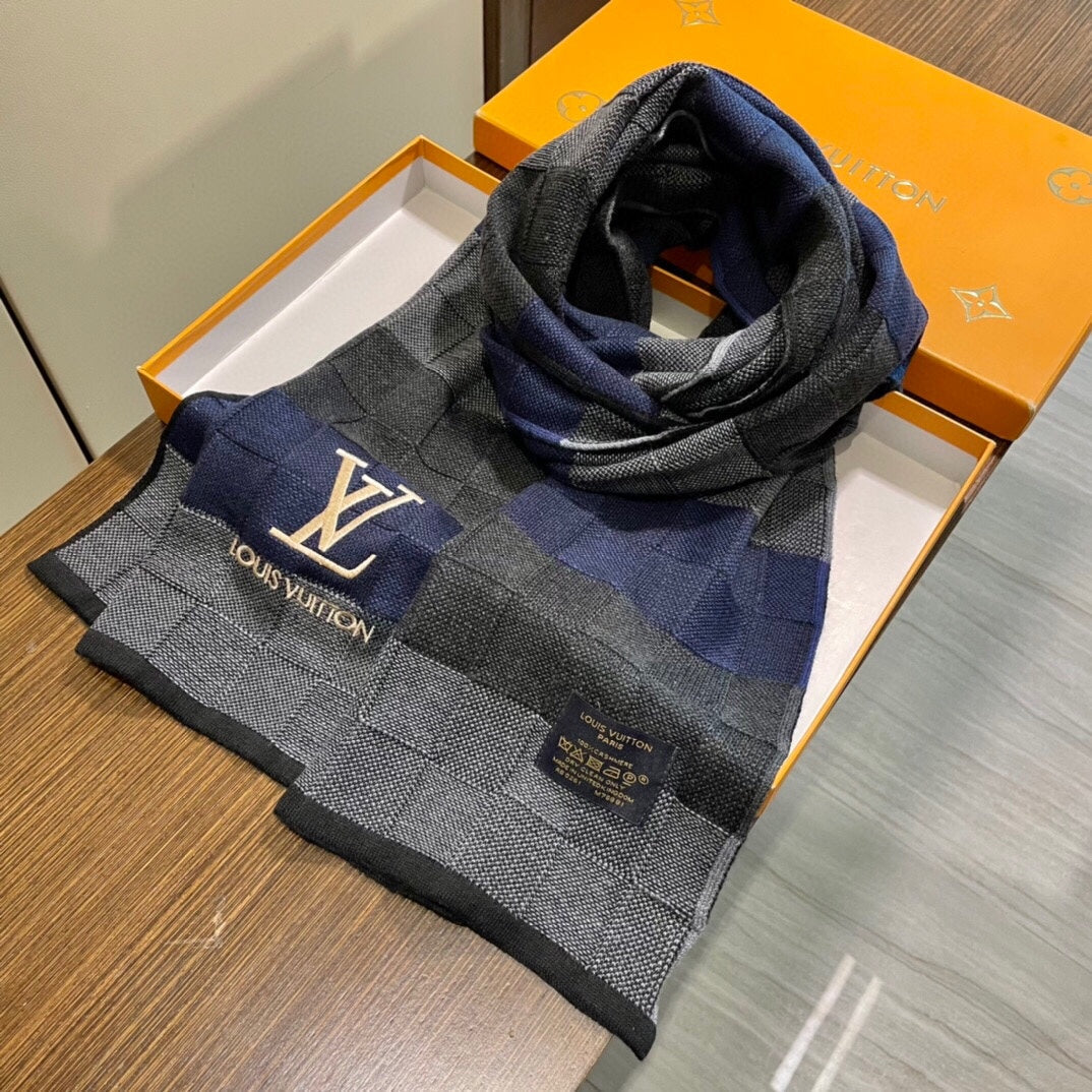 LOUIS VUITTON DAMIER HERITAGE SCARF 180 CM IN COLORFUL CASHMERE 391149