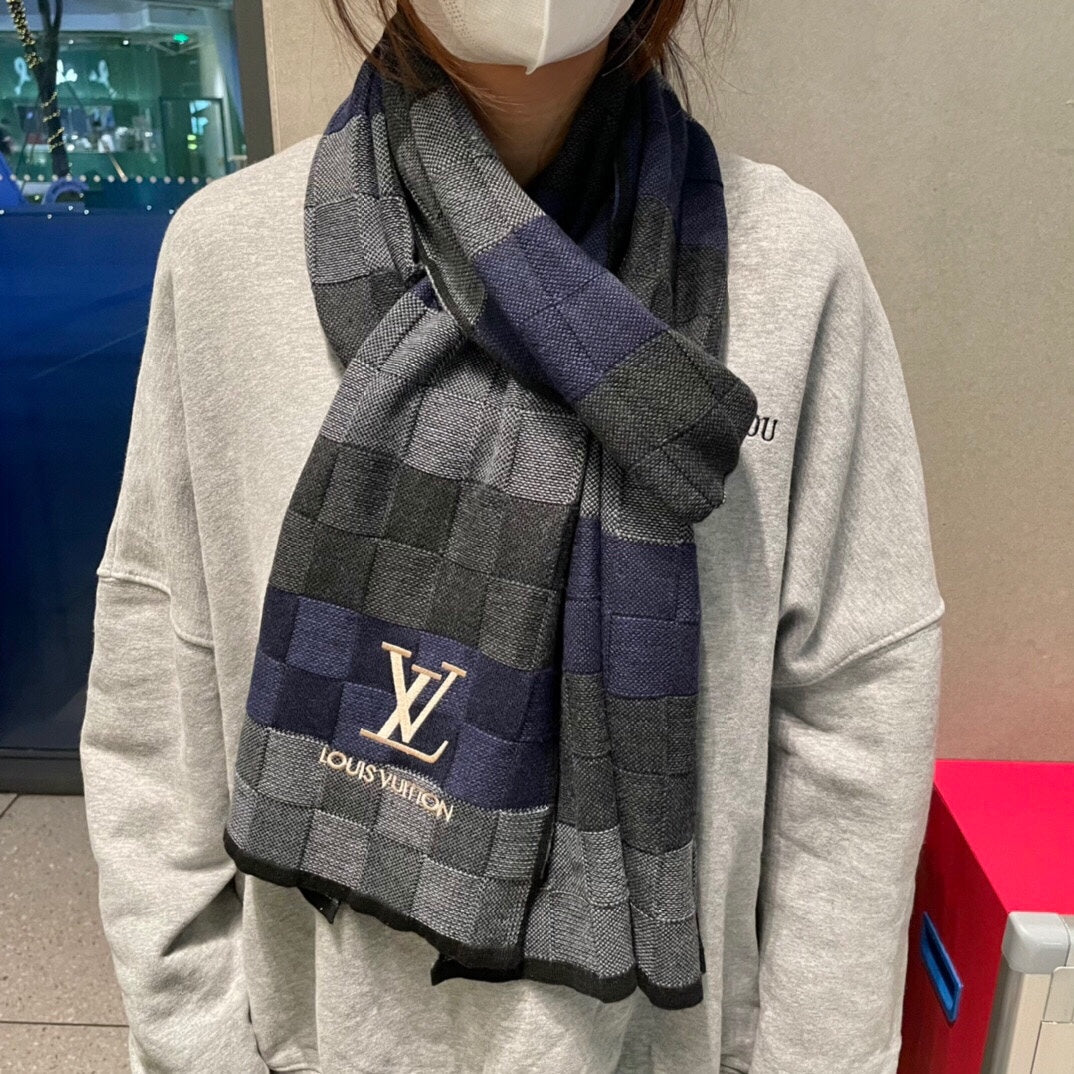 LOUIS VUITTON DAMIER HERITAGE SCARF 180 CM IN COLORFUL CASHMERE 391149