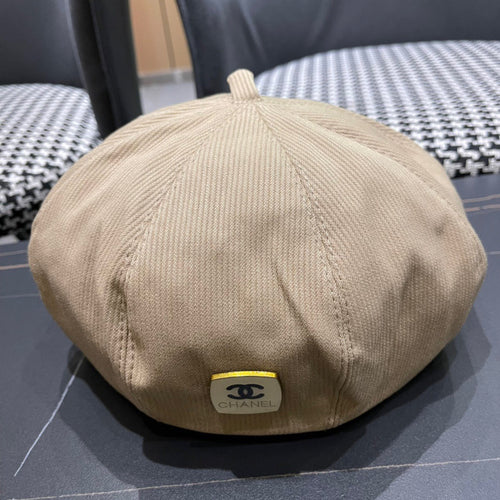 CHANEL BERET HAT IN PEANUT BROWN CORDUROY 429843