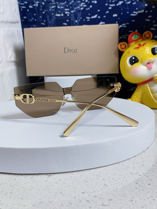 DIOR MONTAIGNE SUNGLASS 563193 IN GOLD METAL BROWN LENSES