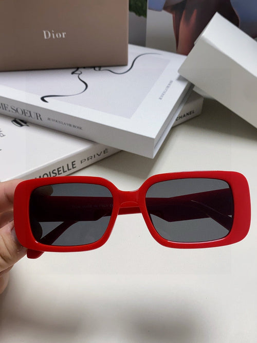DIOR MONTAIGNE SUNGLASS 571592 IN RED ACETATE TEXT LOGO